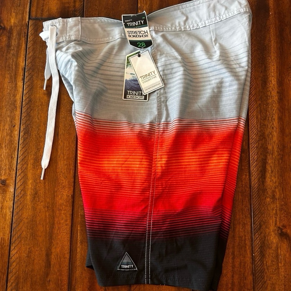 Trinity Red and Black Board Shorts with Ombré Design
